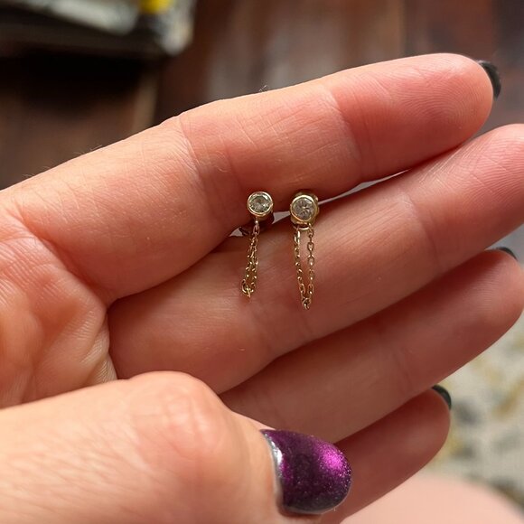 Catbird Jewelry - Catbird 14k diamond stud + chain hoop earrings (pair)